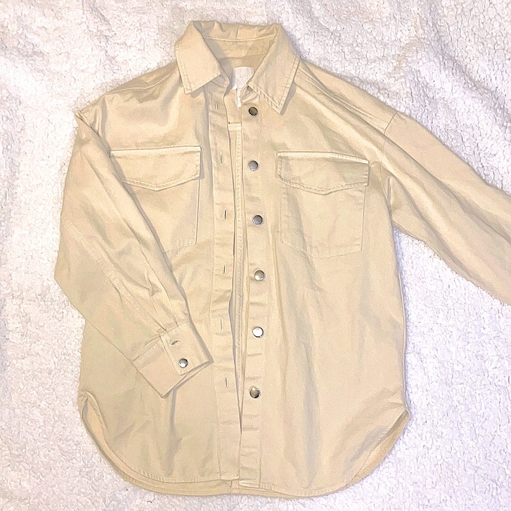 long cream denim jacket size xs